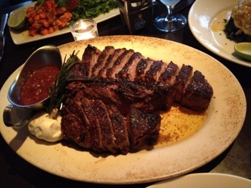 Porterhouse Steak with Roasted Garlic.